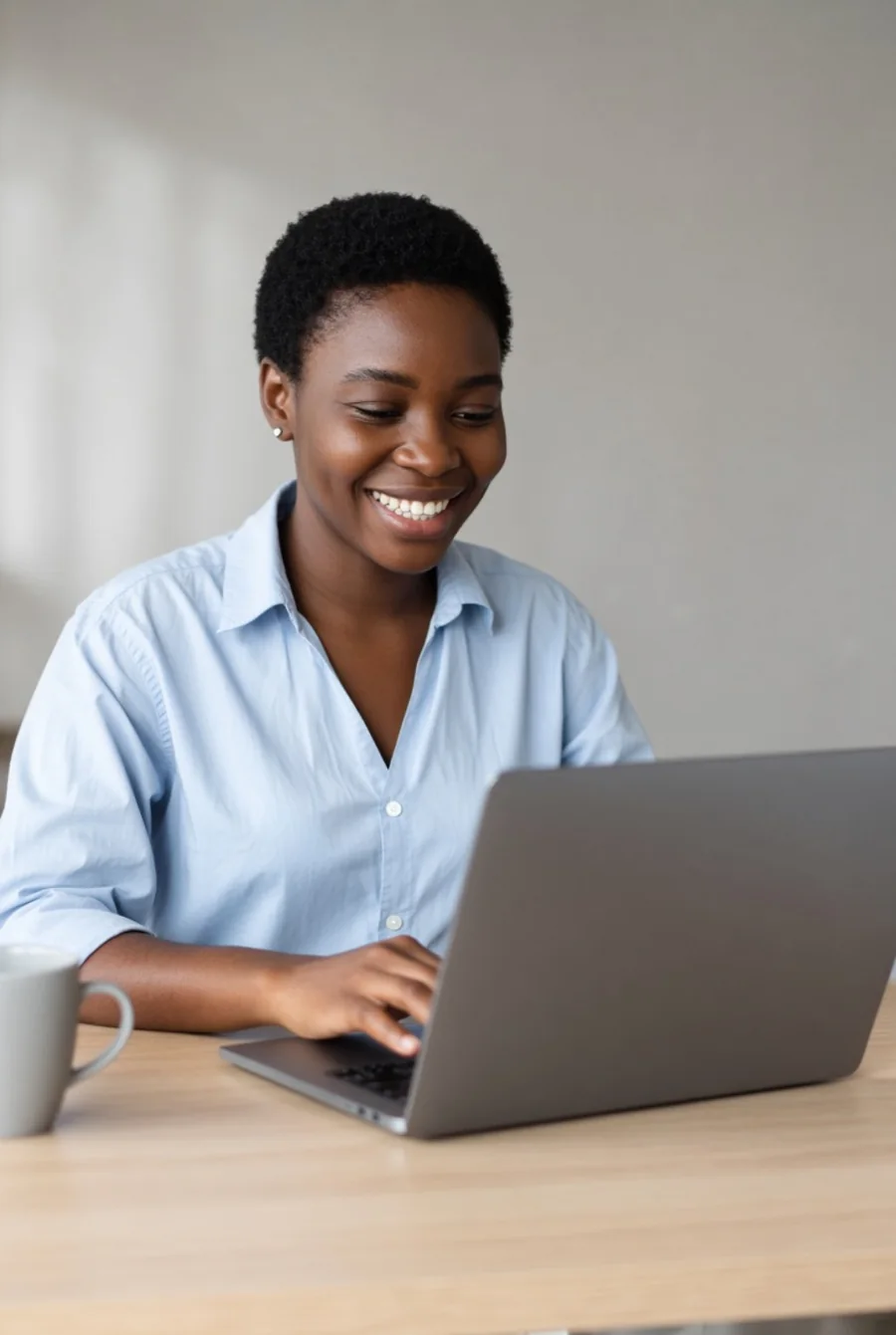 Professional service provider working on a laptop